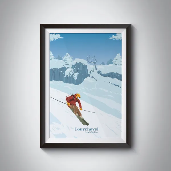 Courchevel Vintage Ski Resort Travel Poster