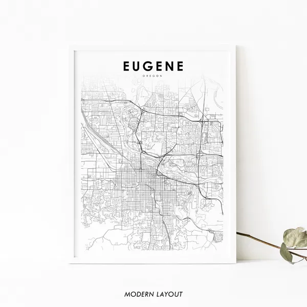 Eugene, Oregon Map Print Art Poster