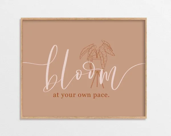 Self Love Quote Plant Boho Typography Art Print