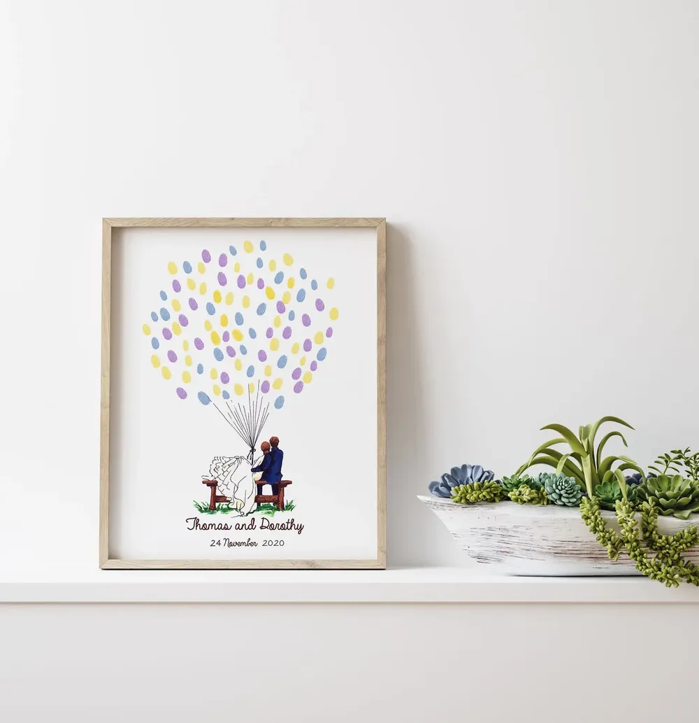 Couple Balloon Guest Book, Wedding Fingerprint Book - Image 3