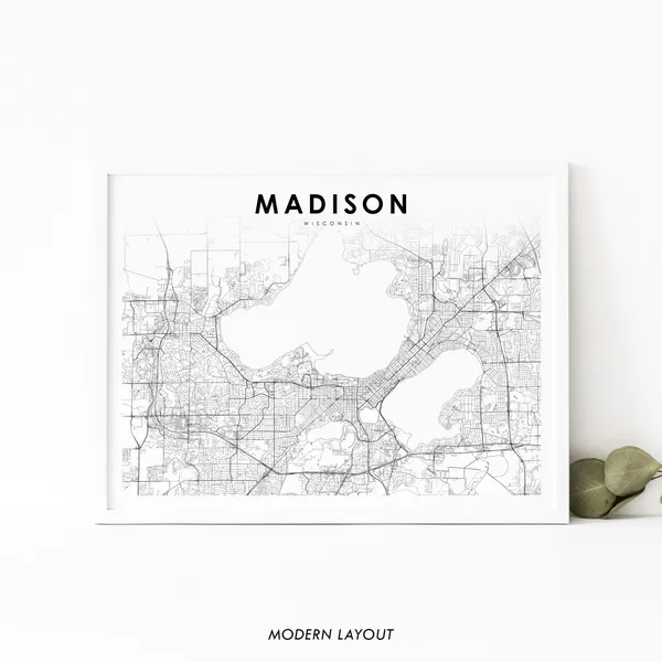 Madison WI Map Print, Wisconsin USA Poster