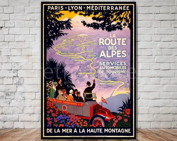 La Routes Des Alpes Vintage French Travel Poster