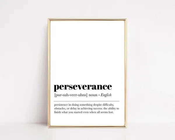 Perseverance Definition Motivational Art Print