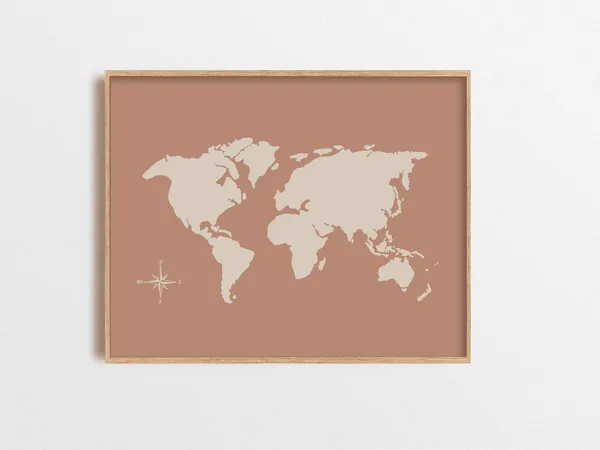 Map Print Abstract Boho Beige Blush Poster