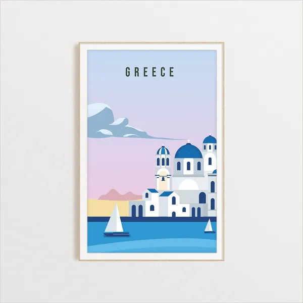 Greece Travel Poster, Country City Wall Art