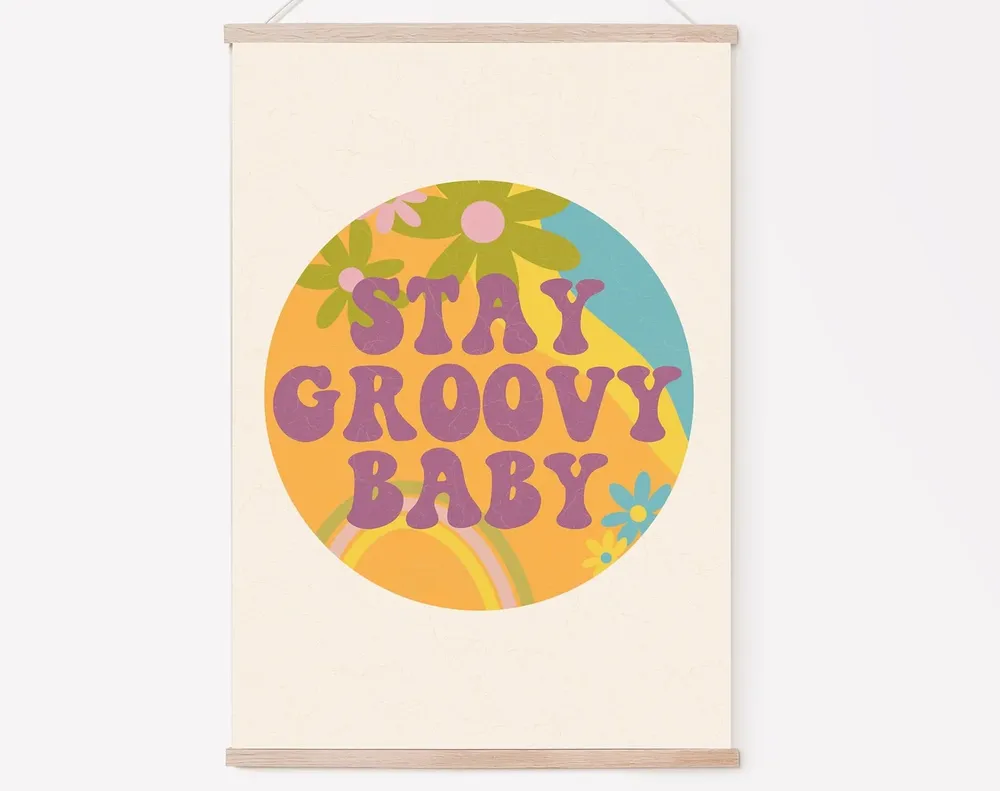 Stay Groovy Baby Retro Typography Art Print
