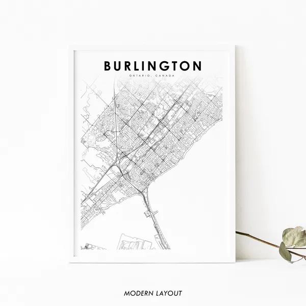 Burlington Ontario Map Print, Canada City Poster