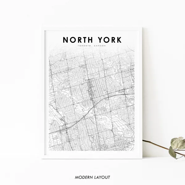 North York Toronto Map Print, Ontario Canada Poster