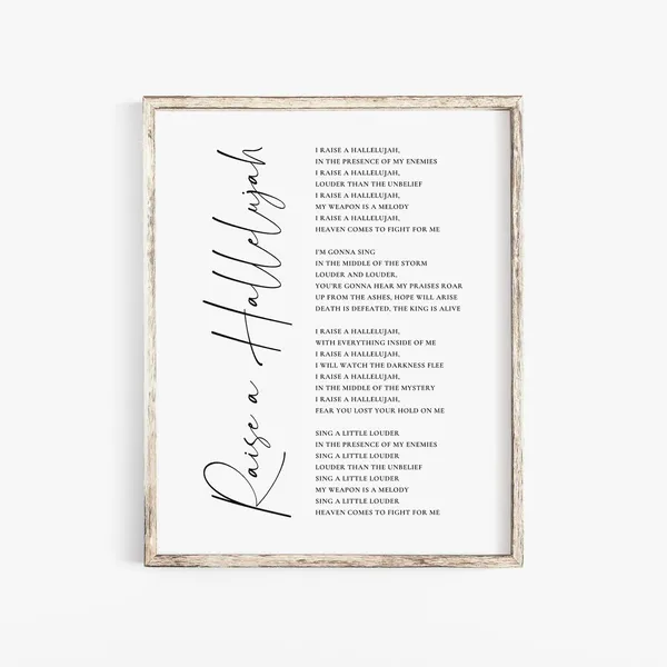 Raise A Hallelujah Worship Lyrics Art Print, Bethel Music