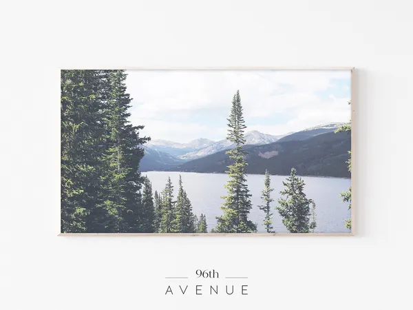 Mountain Lake Forest Travel Art, Canada Poster Print