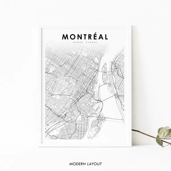 Downtown Montreal Map Print, Nursery Room Decor