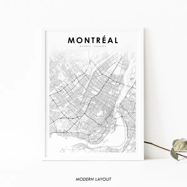 Montreal Area Map Print, Quebec Canada Poster