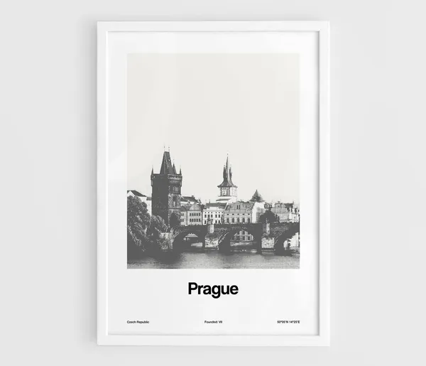 Prague Old Town Skyline, Minimalist City Art Print