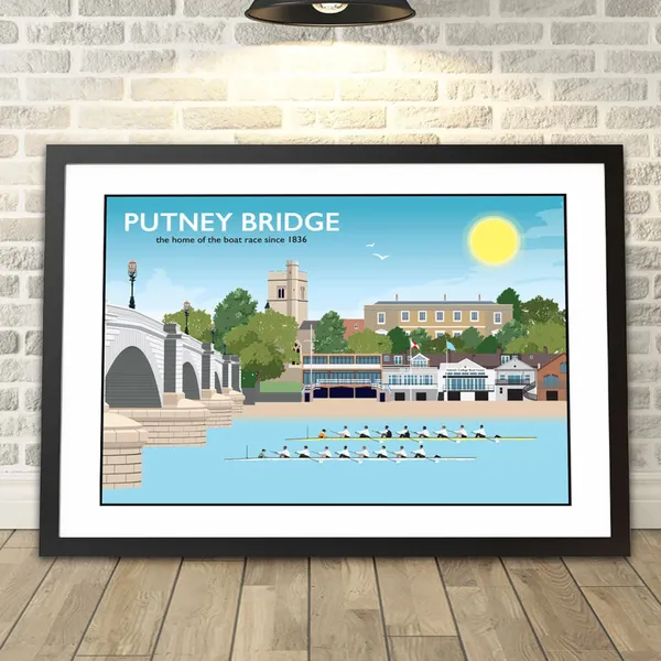 Putney Bridge Boat Race London Travel Poster