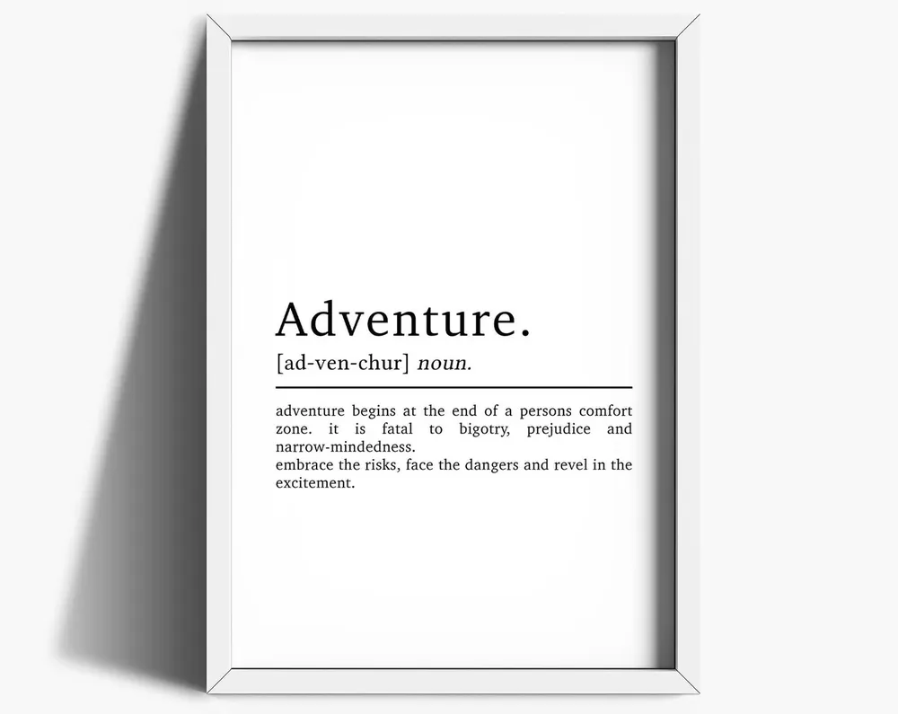 Adventure Definition Poster, Travel Quote Art Print