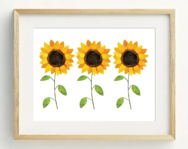 Sunflower Flower Print, Summer Wall Art Poster