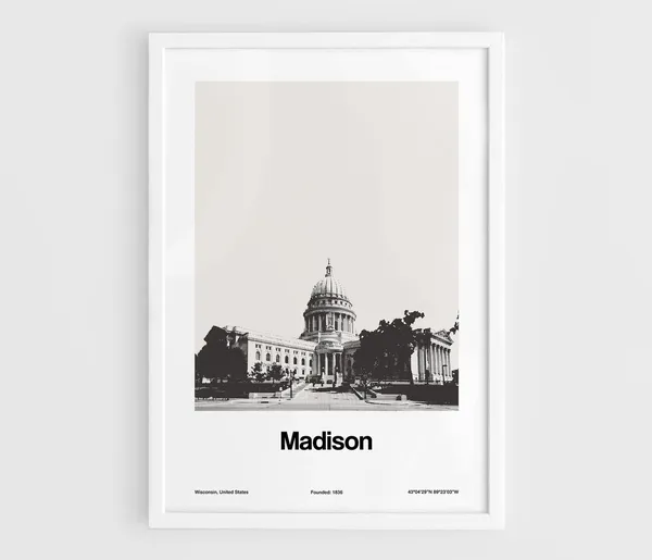 Madison Wisconsin Skyline, Minimalist City Art Print