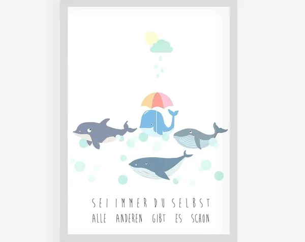 Whale Nursery Poster, Nursery Gift for Baptism
