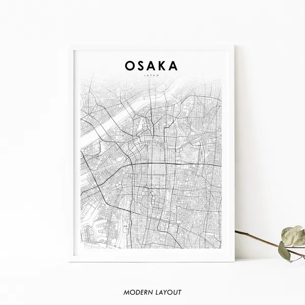 Osaka Japan Map Print Poster, Kansai City Map