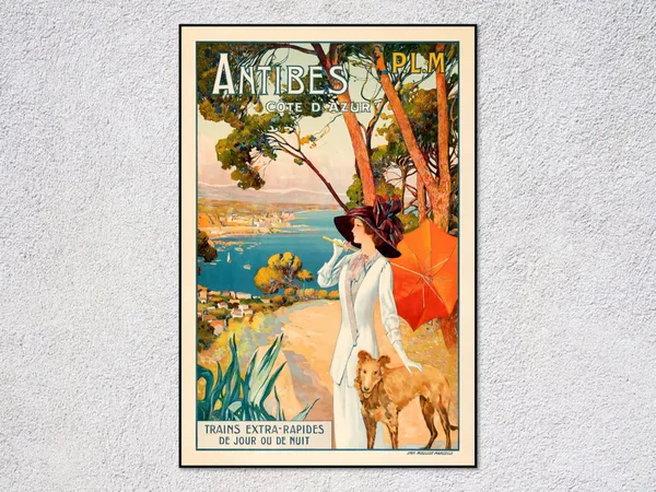 Antibes Cote d'Azur Vintage Travel Poster, French Riviera