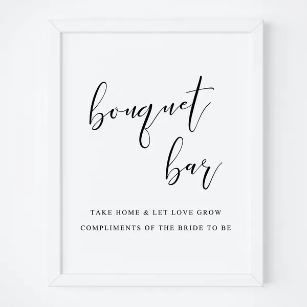 Let Love Grow Wedding Bouquet Bar Sign Art Print