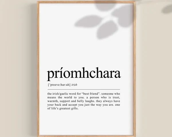 Príomhchara Irish Friendship Art Print, Gaeilge
