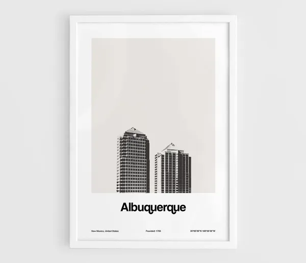 Albuquerque Skyline, Minimalist New Mexico Travel Poster