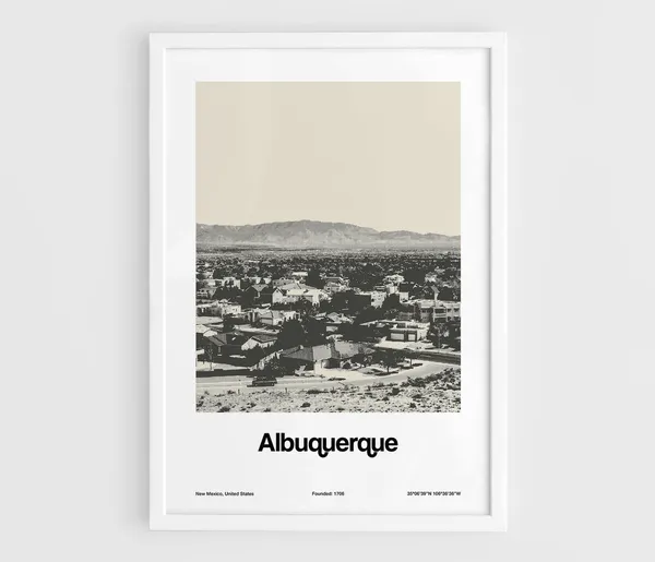 Minimalist Albuquerque Skyline, New Mexico Art Print