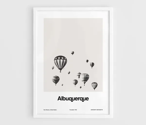 Albuquerque Balloon Fiesta Poster, Minimalist City Art