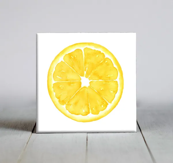 Lemon Decorative Tile Art Print, Fruit Lover Gift