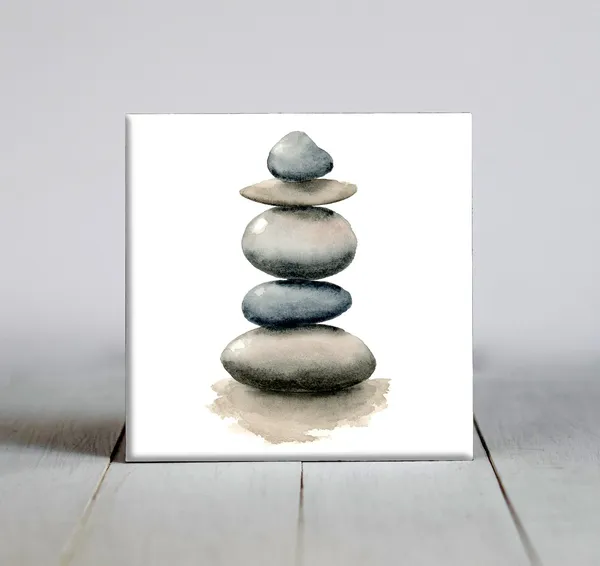 Stacked Rocks Ceramic Tile, Earth Lover Gift Decor
