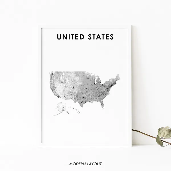 USA Map Print, Country Road Art Poster