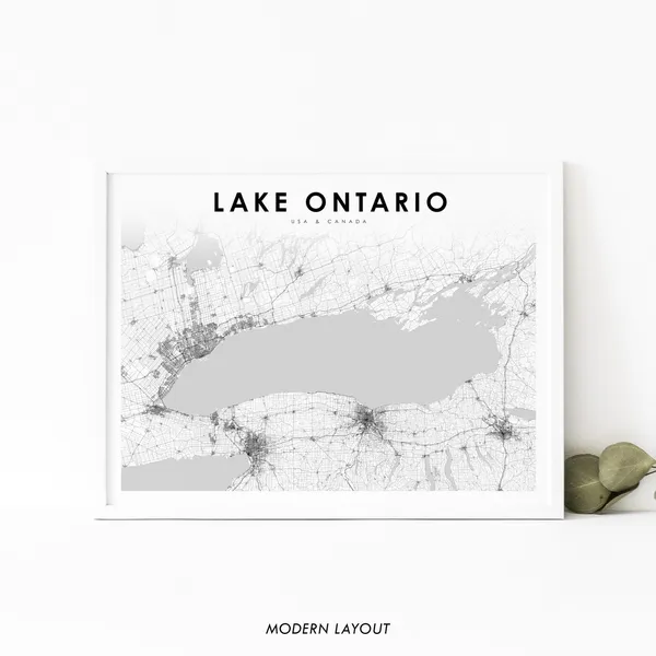 Lake Ontario Map Print, Great Lakes New York Art Poster