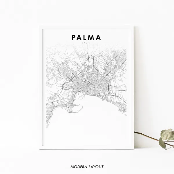 Palma De Mallorca Spain Map Poster Print