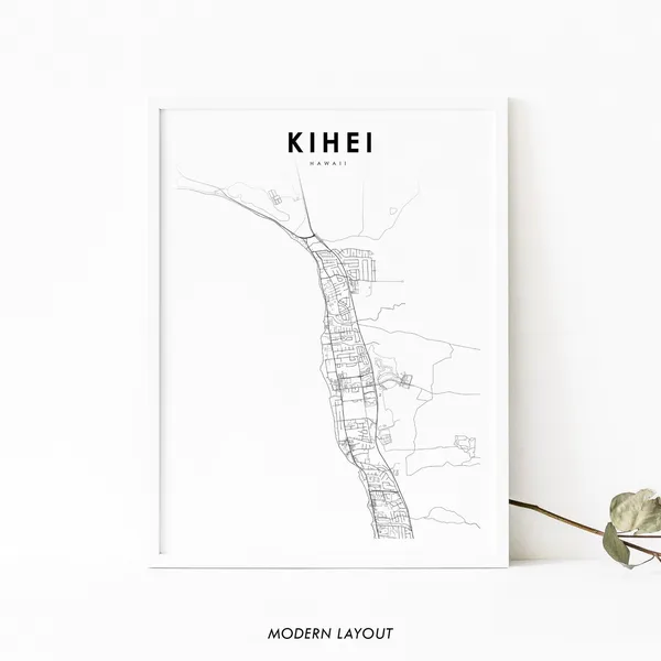 Kihei Hi Map Print, Maui Hawaii Art Poster