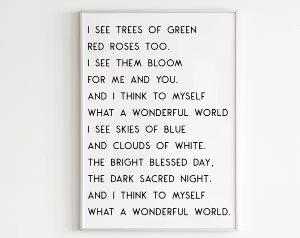 What A Wonderful World Lyrics Minimalist Art Print