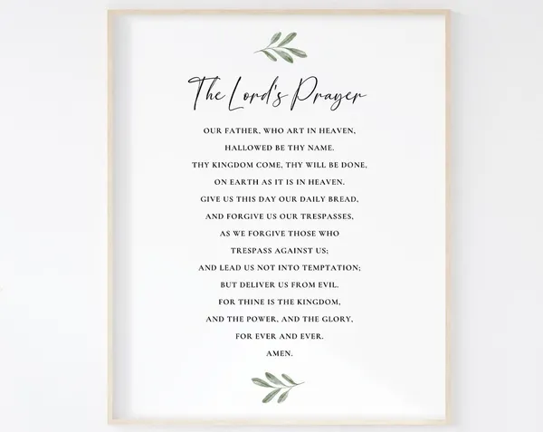 Lord's Prayer Scripture, Farmhouse Christian Art Print