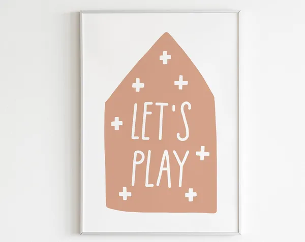 Lets Play Scandinavian Kids Poster, Boho Nursery Decor