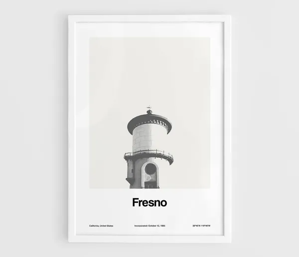 Fresno California Poster, Minimalist Travel Poster