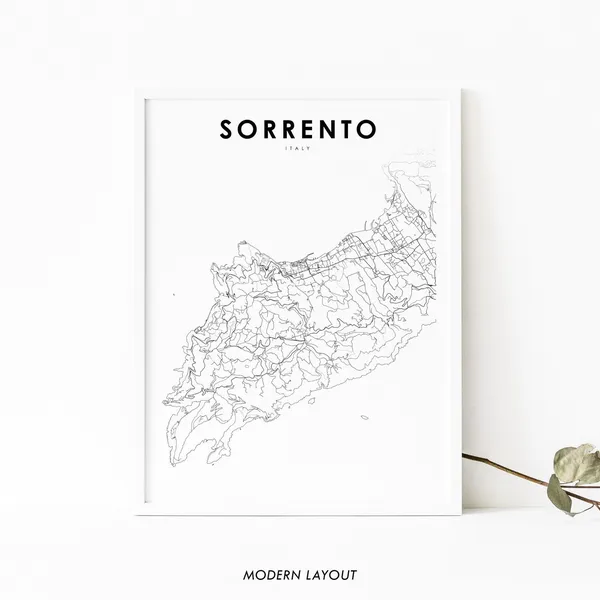 Sorrento Italy Map Art Print, Naples Campania