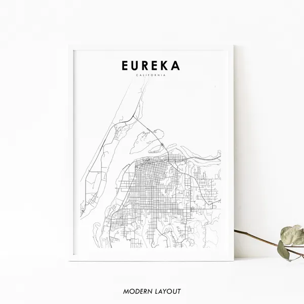 Eureka CA Map Print, Humboldt Bay City Road