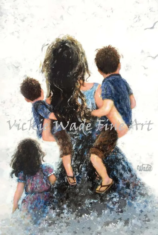 Mother With Two Sons And Daughter, Vickie Wade Art Print