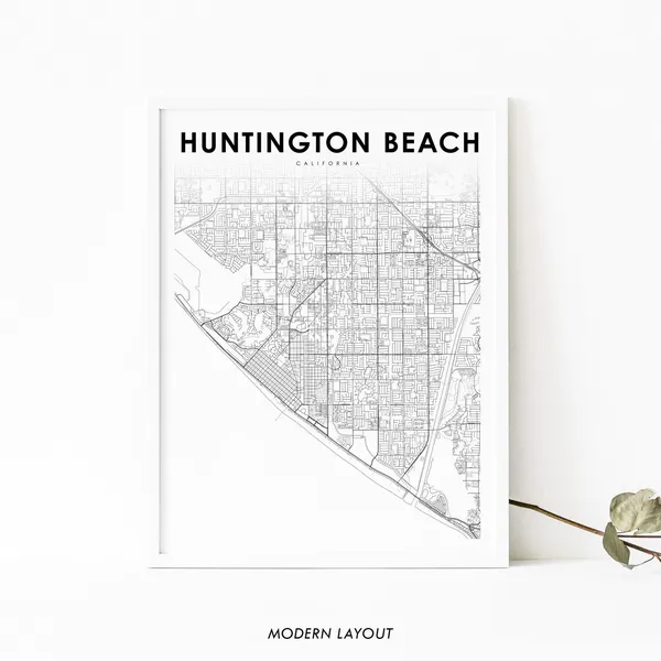 Huntington Beach, CA Map Poster, Nursery Decor
