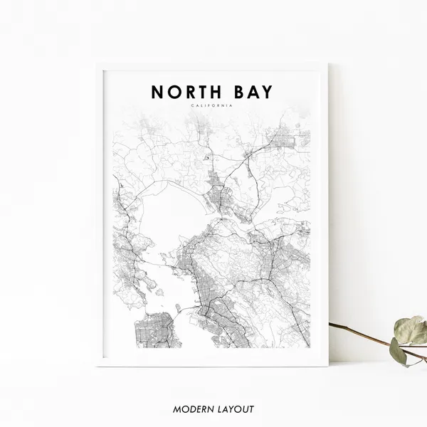 North Bay Map Print, Nursery Room Wall Decor
