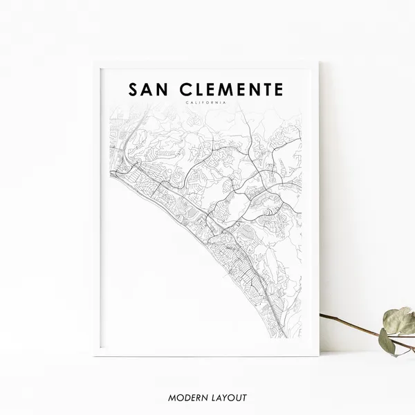 San Clemente CA Map Print, Orange County City Map