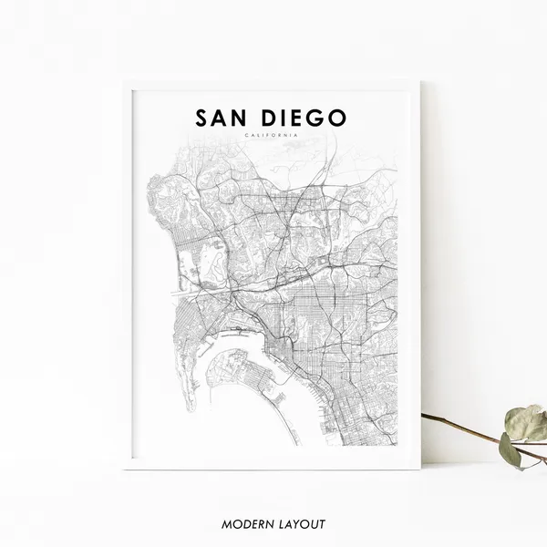 San Diego Area Ca Map Art Print, Nursery Decor