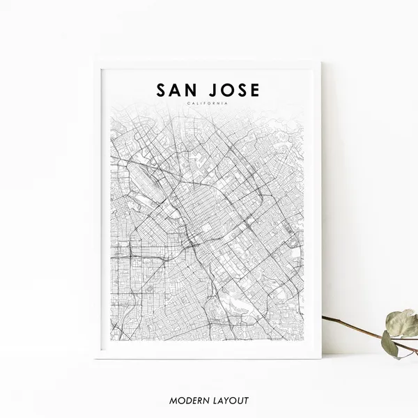 San Jose CA Map Print, Nursery Room Wall Art