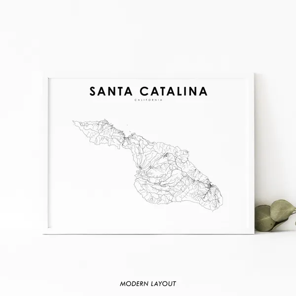 Santa Catalina Island Map Print, City Street Road Poster