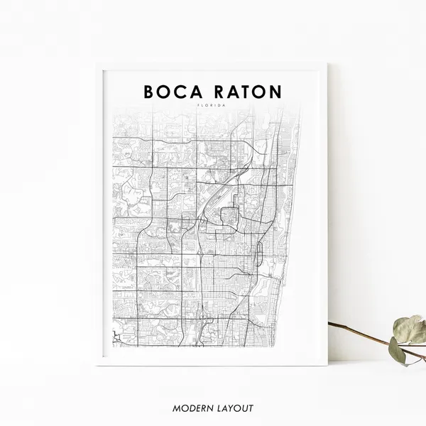 Boca Raton, FL Map Poster, Nursery Room Decor