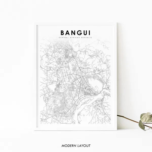 Bangui Car Map Print, Central African Republic